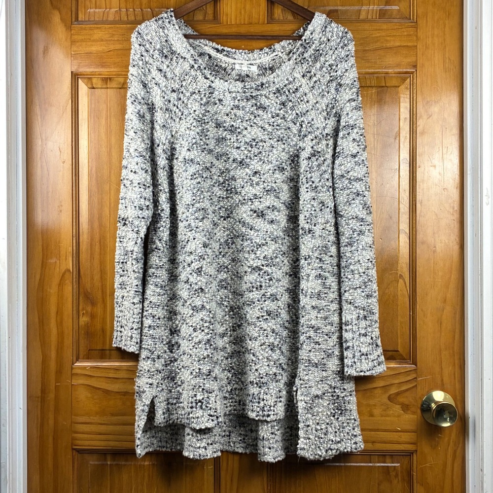 Maurices Metallic Grey Black White Plus Sz 3 Tunic Sweater Marled High Low
